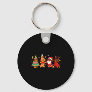 Cute Dachshund Dogs Christmas Tree Gingerbread San Key Ring
