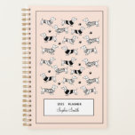 Cute Dachshund dogs, Dog lovers 2025 Planner<br><div class="desc">Cute Dachshund illustrated Dog lovers 2025 spiral (undated) planner black and while drawing on blush pink background. Personalise it with your name. Customise with your name by clicking on the "Edit this design template" boxes on the right hand side of the item, or click the blue "Customise it" button to...</div>