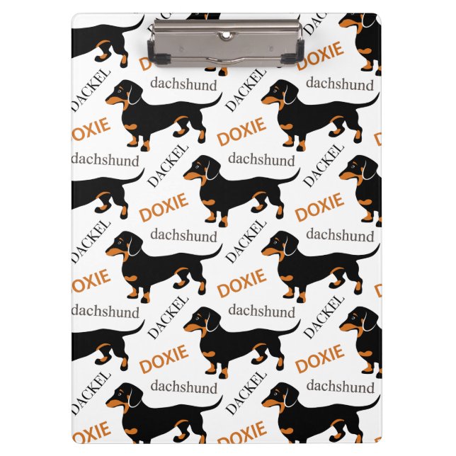 Cute Dachshund Doxie Dog Pattern Clipboard (Front)