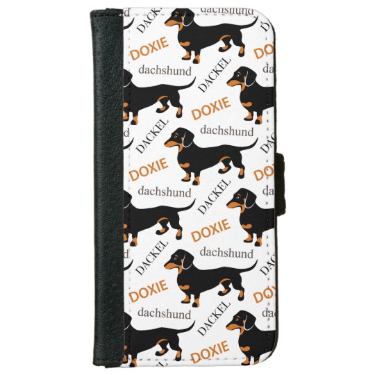Cute Dachshund Doxie Dog Pattern iPhone 6 Wallet Case