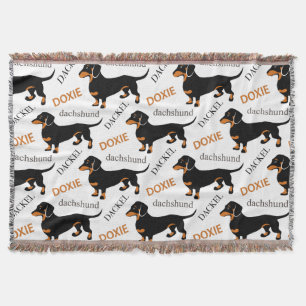 Cute Dachshund Doxie Dog Pattern Throw Blanket