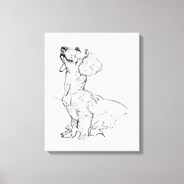 Cute Dachshund Drawing, Dog Parent Canvas Print (Front)