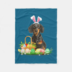 Cute dachshund easter day bunny eggs easter costum fleece blanket
