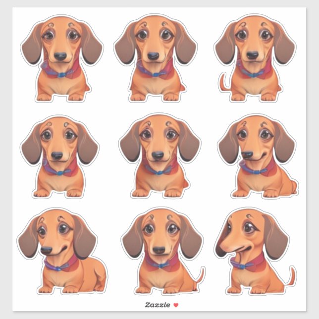 Cute Dachshund Emoji Dog Stickers (Sheet)