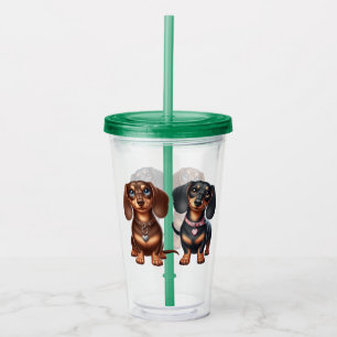 Cute dachshund friends acrylic tumbler