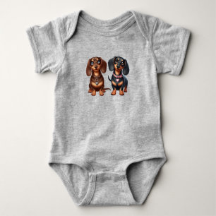 Cute dachshund friends baby bodysuit