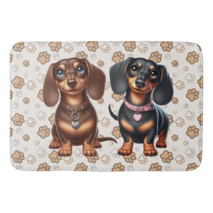 Cute dachshund friends bath mat