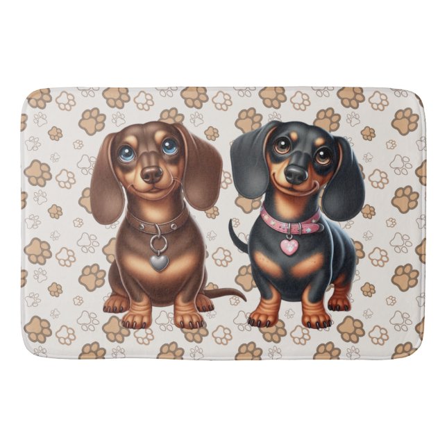 Cute dachshund friends bath mat (Front)