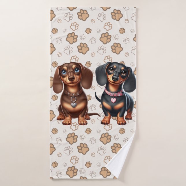 Cute dachshund friends bath towel (Bath Towel)