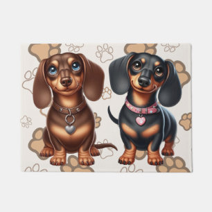 Cute dachshund friends doormat