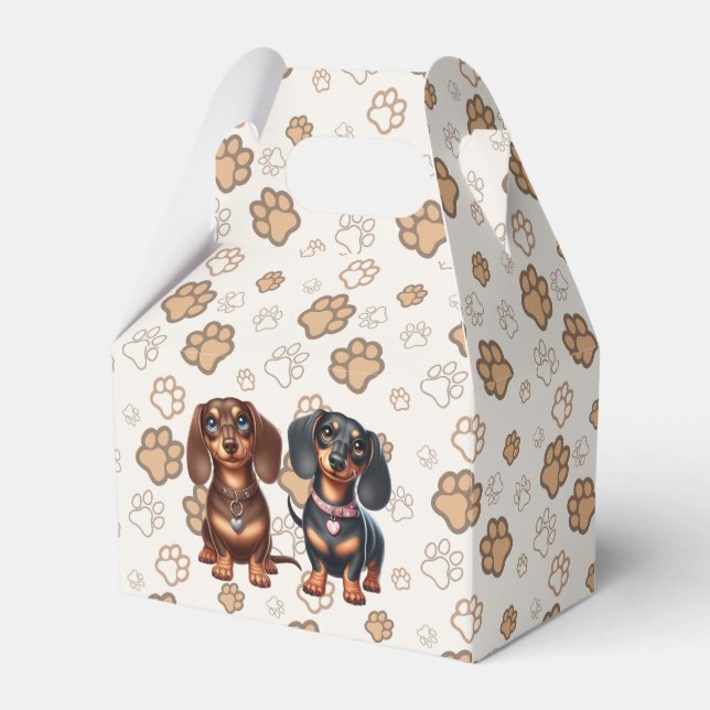 Cute dachshund friends favour box (Front Side)