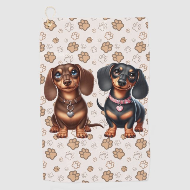 Cute dachshund friends golf towel (Front)