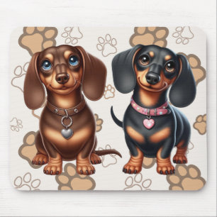 Cute dachshund friends mouse mat