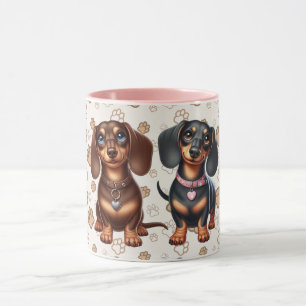 Cute dachshund friends mug