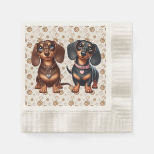 Cute dachshund friends napkin