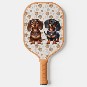 Cute dachshund friends pickleball paddle