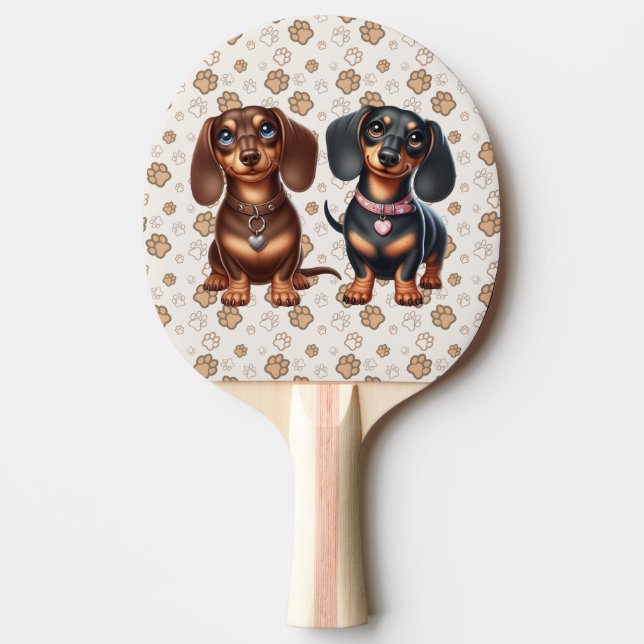 Cute dachshund friends ping pong paddle (Front)