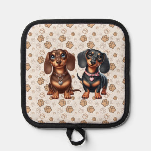 Cute dachshund friends pot holder