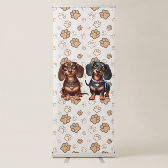 Cute dachshund friends retractable banner (Front)
