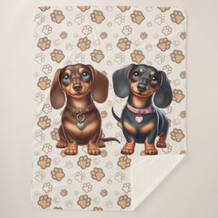 Cute dachshund friends sherpa blanket