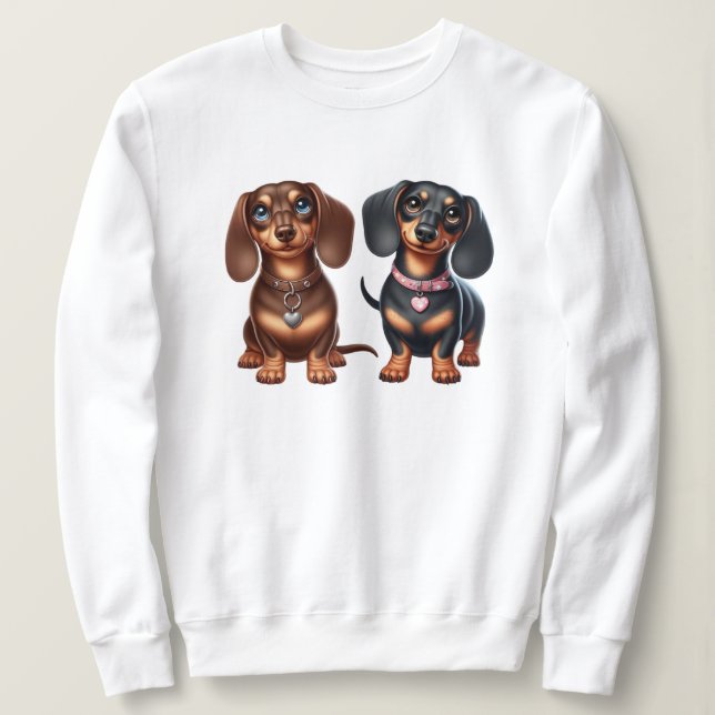 Cute dachshund friends sweatshirt (Design Front)