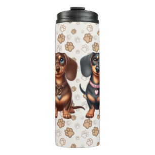 Cute dachshund friends thermal tumbler