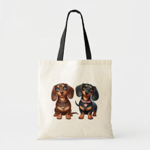 Cute dachshund friends tote bag