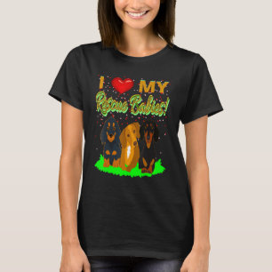 Cute Dachshund Funny Wiener Dog I Love My Rescue T-Shirt
