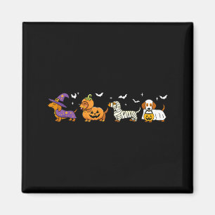 Cute Dachshund Ghost Pumpkin Dog Halloween Costume Magnet