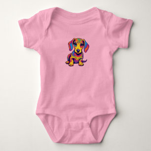 Cute Dachshund Hippie Baby Bodysuit