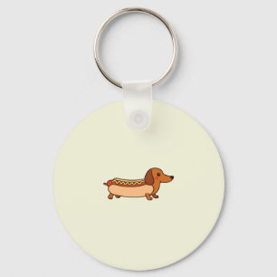 Cute dachshund hotdog  key ring