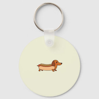 Cute dachshund hotdog  key ring