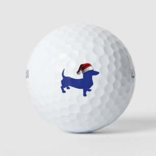 Cute Dachshund in a Santa Hat Golf Balls