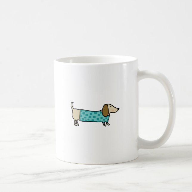 Cute dachshund in mint blue coffee mug (Right)
