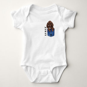Cute Dachshund In My Pocket Personalised Bodysuit