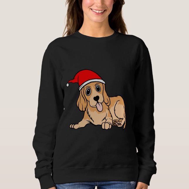 Cute Dachshund In Santa Hat Christmas Sweatshirt (Front)
