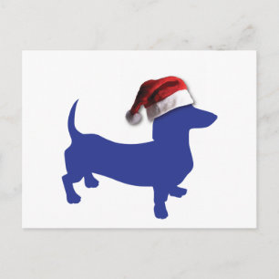 Cute Dachshund in Santa Hat Holiday Postcard