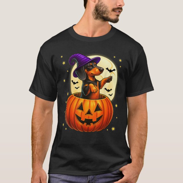 Cute Dachshund Jack O Lanterrn Halloween Costume M T-Shirt (Front)