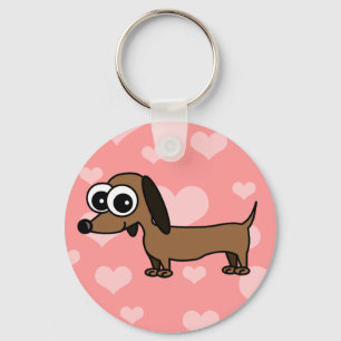 Cute Dachshund Keychain - Pink