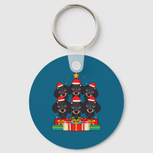 Cute Dachshund Le Doxie Christmas Tree Xmas Hat Lo Key Ring