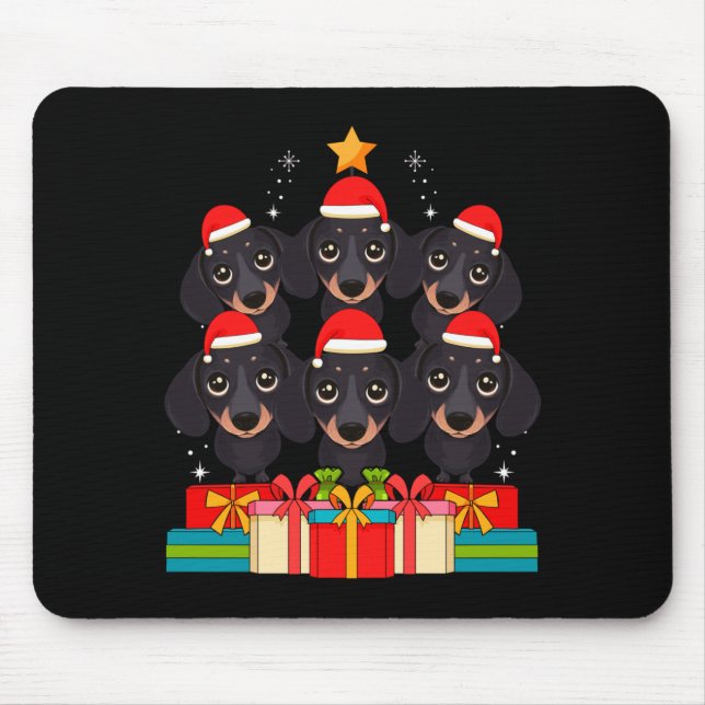 Cute Dachshund Le Doxie Christmas Tree Xmas Hat Lo Mouse Mat (Front)