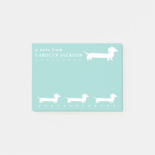 Cute Dachshund Light Green Custom BG Colour Post-it Notes