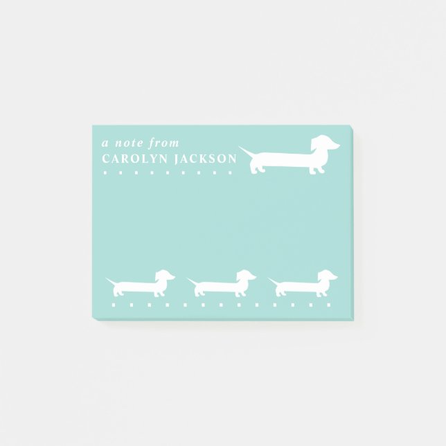 Cute Dachshund Light Green Custom BG Colour Post-it Notes (Front)