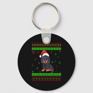 Cute Dachshund Long Dog Mom Merry Xmas New Year  Key Ring