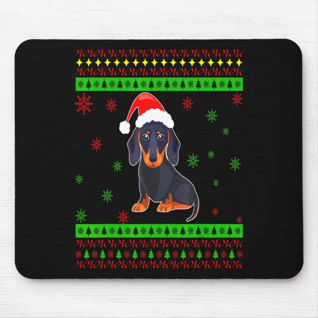 Cute Dachshund Long Dog Mom Merry Xmas New Year  Mouse Mat (Front)