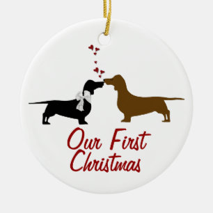 Cute Dachshund Lovers First Christmas Ornament