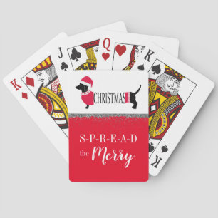 Cute Dachshund Merry Christmas Dog Fun Graphic Playing Cards