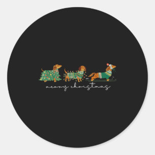 Cute Dachshund Merry Christmas Weiner Dog Lover Xm Classic Round Sticker