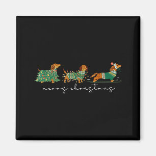 Cute Dachshund Merry Christmas Weiner Dog Lover Xm Magnet