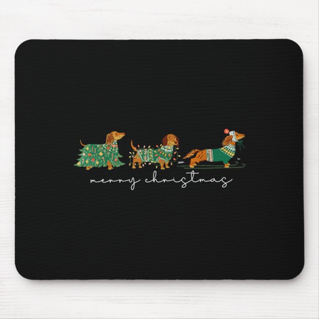 Cute Dachshund Merry Christmas Weiner Dog Lover Xm Mouse Mat (Front)